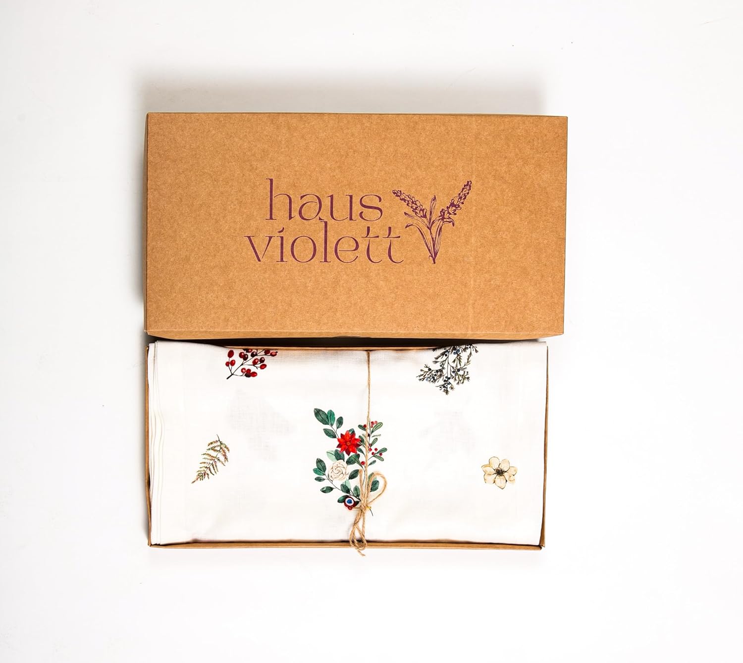 Table Runner in Pure Linen with Hand-Drawn Watercolor Festive Holiday Easter Design, Available in 36, 60, 90, 120, and 144 Inches for Holiday Tablesetting, Machine Washable (14" x 90", Floral)