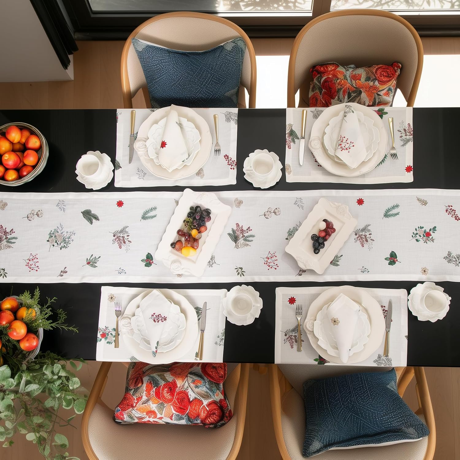 Linen Placemats Set of 4 – Easter Decoration Pure Linen Placemats for Holiday Table Settings, Machine Washable Festive Table Decor, Matching Cloth Napkins and Table Runners Available