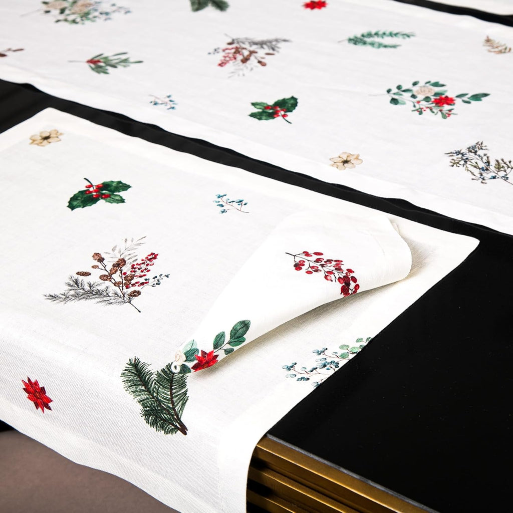 Linen Placemats Set of 4 – Easter Decoration Pure Linen Placemats for Holiday Table Settings, Machine Washable Festive Table Decor, Matching Cloth Napkins and Table Runners Available