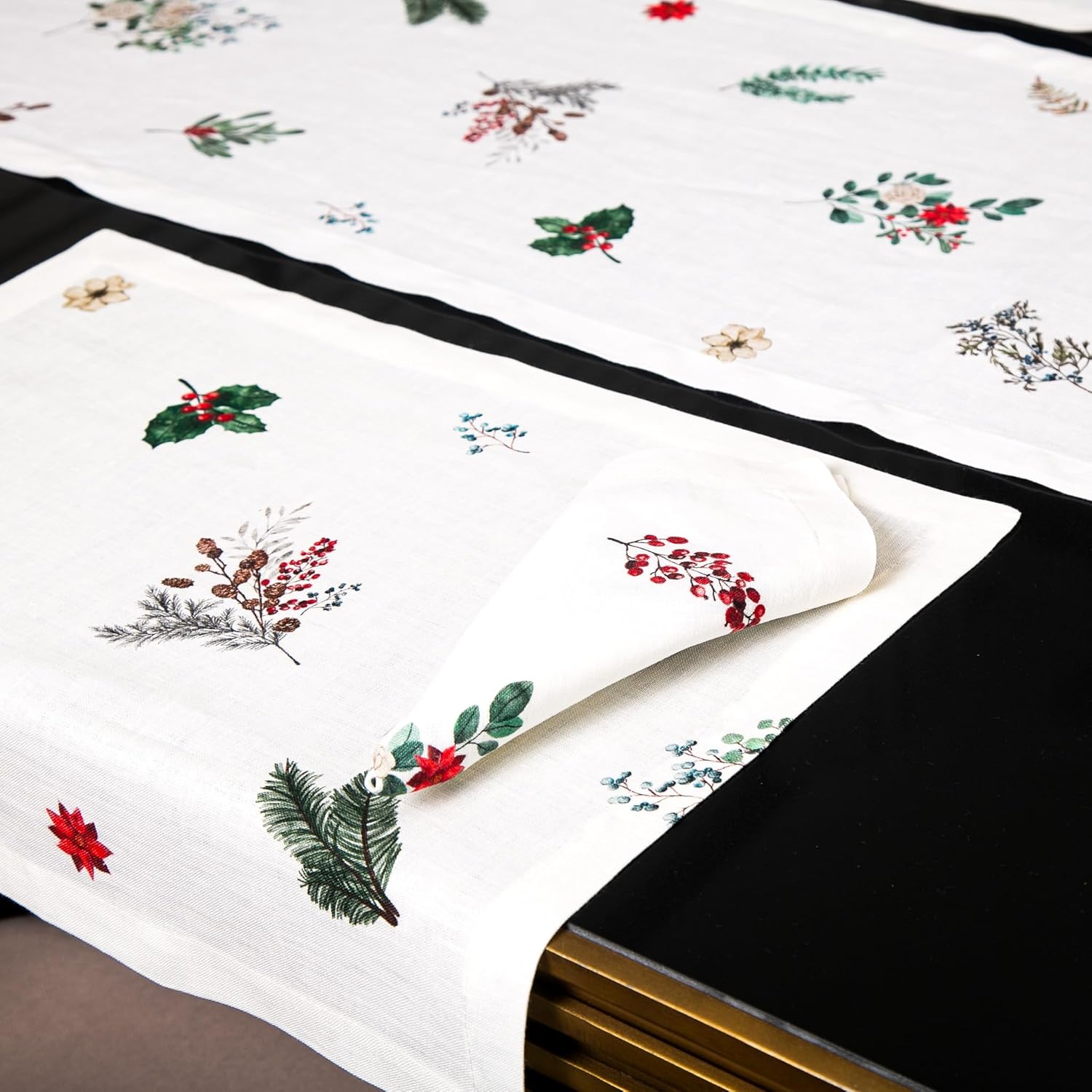 Linen Placemats Set of 4 – Easter Decoration Pure Linen Placemats for Holiday Table Settings, Machine Washable Festive Table Decor, Matching Cloth Napkins and Table Runners Available
