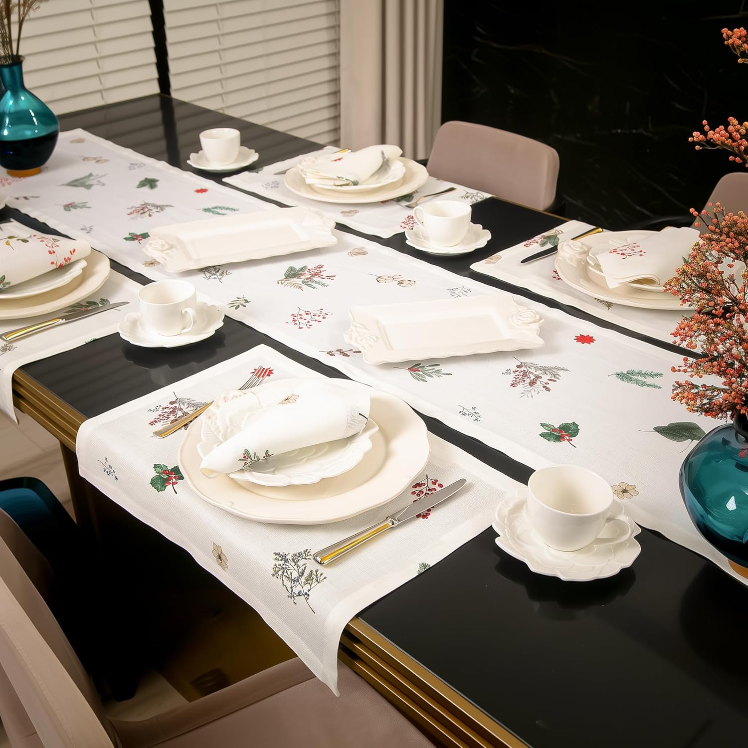 Linen Placemats Set of 4 – Easter Decoration Pure Linen Placemats for Holiday Table Settings, Machine Washable Festive Table Decor, Matching Cloth Napkins and Table Runners Available