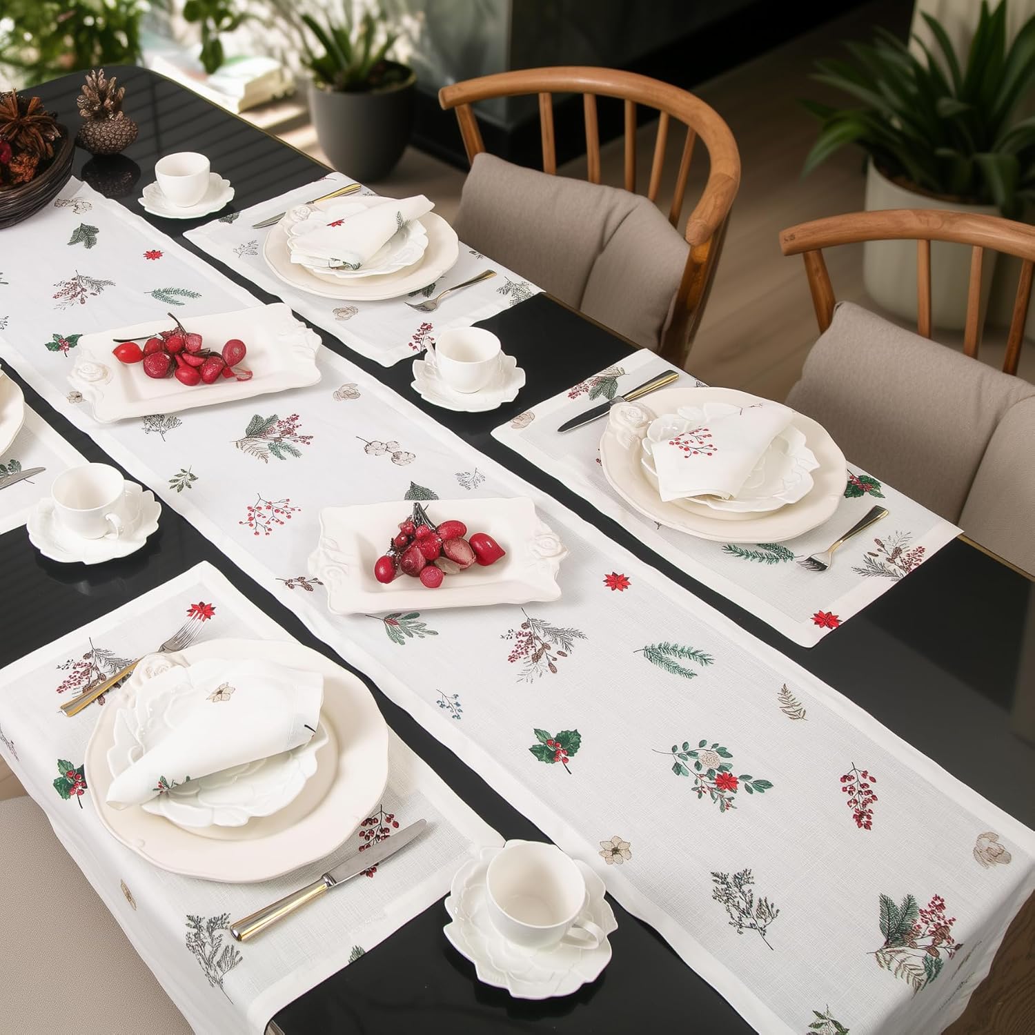 Linen Placemats Set of 4 – Easter Decoration Pure Linen Placemats for Holiday Table Settings, Machine Washable Festive Table Decor, Matching Cloth Napkins and Table Runners Available